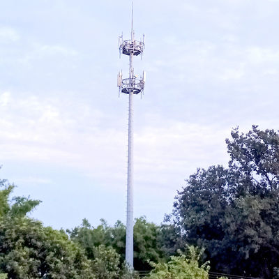 35m Tubular Telecom Steel Tower 2 Platforms For Mounting Telecom Antennas