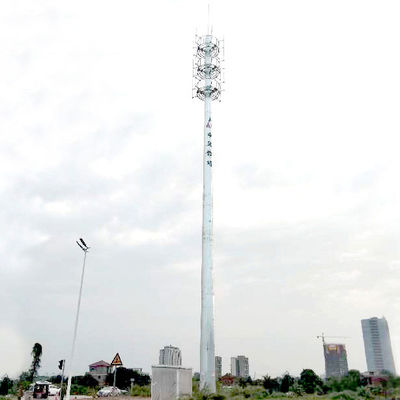 35m Tubular Telecom Steel Tower 2 Platforms For Mounting Telecom Antennas