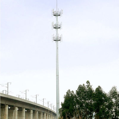 35m High Mast Galvanized Telecom Steel Tower With 3 Platforms