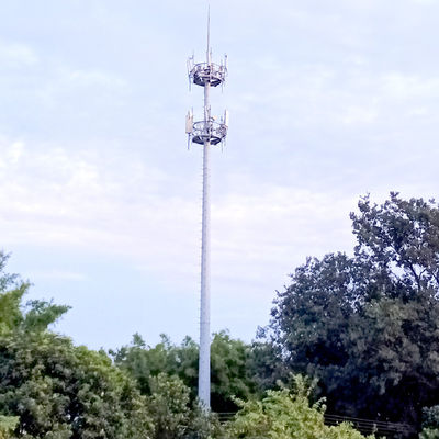 35m High Mast Galvanized Telecom Steel Tower With 3 Platforms