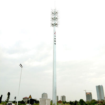 35m High Mast Galvanized Telecom Steel Tower With 3 Platforms